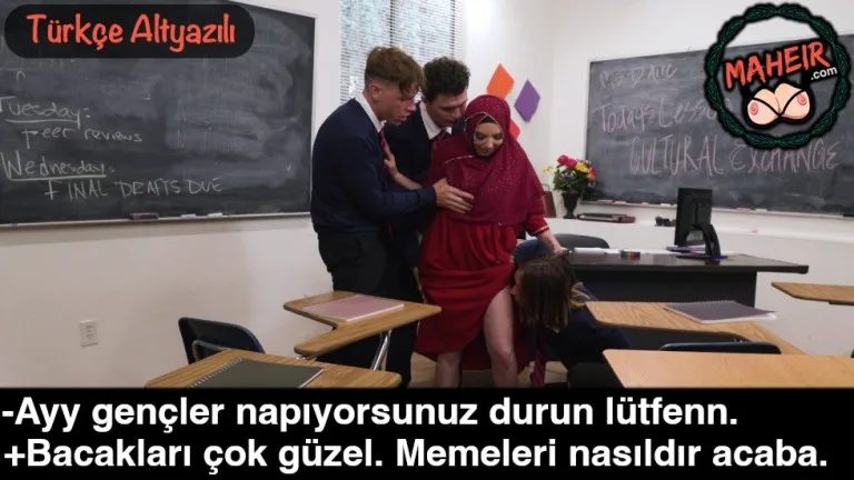 liseli gencler turbanli ogretmeni araya alip sikistirdilar.jpg