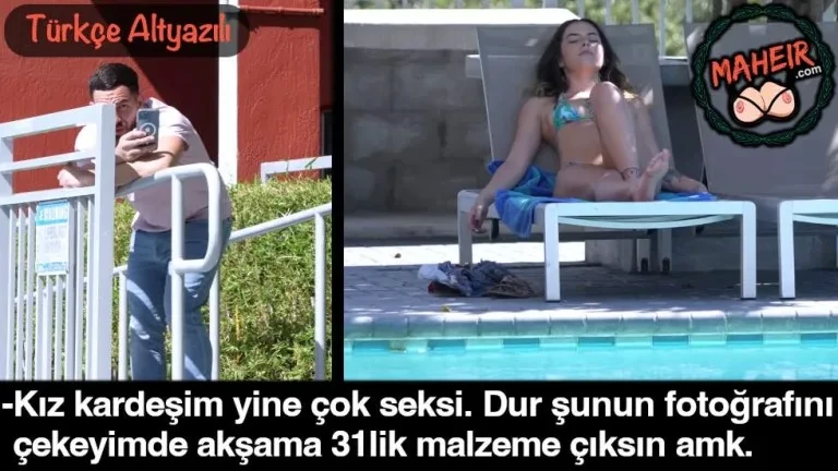 havuz kenarinda uzanan kiz kardesinin mustehcen fotograflarini cekti